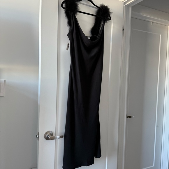 Sleeper black Voulez Vous Dancer slip dress with feather straps - size XL NWT - Picture 6 of 10